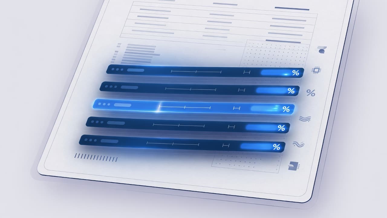 Abstract illustration of a merchant processing statement with highlighted fee lines